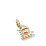 Pavé Initial Pendant in 18K Yellow Gold with Diamond E