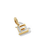 Pavé Initial Pendant in 18K Yellow Gold with Diamond E