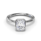 18K White Gold Modern Solitaire Diamond Semi-Mount Engagement Ring