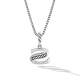 Pavé Initial Pendant Necklace in Sterling Silver with Diamond S