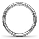 18K White Gold Milgrain and Diamond Wedding Band