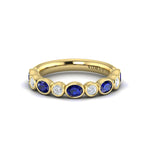 Adella Oval & Round Bezel Set Sapphire and Diamond Ring in 18K Yellow Gold