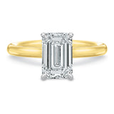 New Aire Low Profile Emerald Cut Diamond Solitaire Engagement Ring