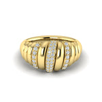 Aurelia Sculpted Dome Triple Pavé Diamond Ring in 18K Yellow Gold