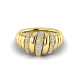 Aurelia Sculpted Dome Triple Pavé Diamond Ring in 18K Yellow Gold