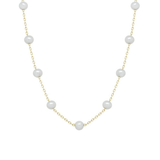 4mm Pearl Station Necklace on 14k Yellow Gold Chain