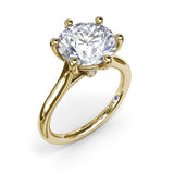 18K Yellow Gold Six Prong Diamond Semi-Mount Engagement Ring