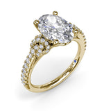 18K Yellow Gold Oval Love Knot Diamond Semi-Mount Engagement Ring
