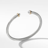Classic Cable Bracelet in Sterling Silver with 18K Yellow Gold, 4mm