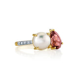 Pearl & Pink Tourmaline Bypass Ring