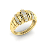 Aurelia Sculpted Dome Triple Pavé Diamond Ring in 18K Yellow Gold