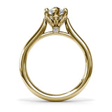 18K Yellow Gold Six Prong Diamond Semi-Mount Engagement Ring