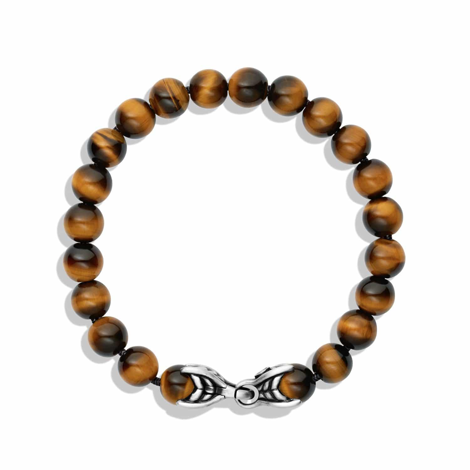 Spiritual Beads Bracelet in Sterling Silver with Tigers Eye, 8mm