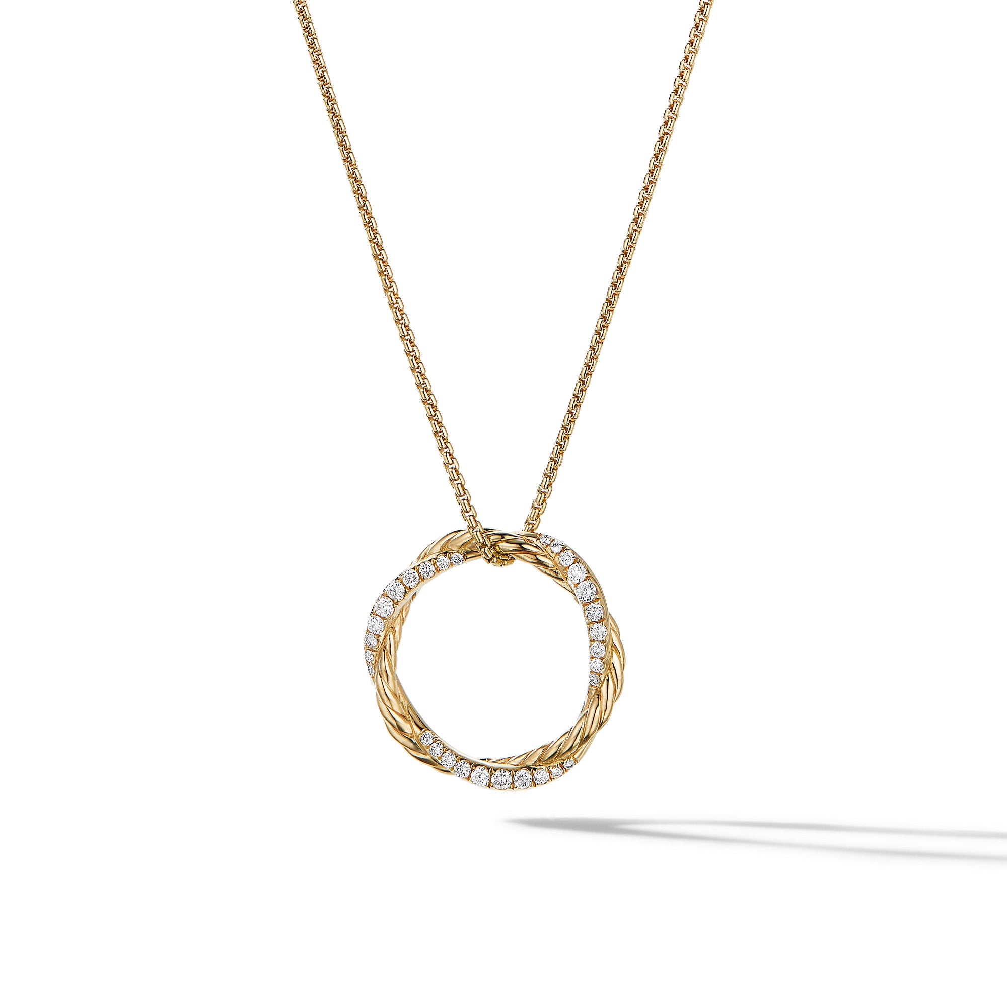 Petite Infinity Pendant Necklace in 18K Yellow Gold with Diamonds, 18mm