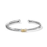 Petite X Center Station Bracelet in Sterling Silver with 18K Yellow Gold, 5.2mm