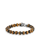 Spiritual Beads Bracelet in Sterling Silver with Tigers Eye, 8mm