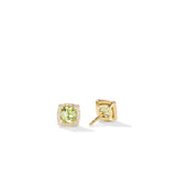 Petite Chatelaine® Pavé Bezel Stud Earrings in 18K Yellow Gold with Peridot and Diamonds, 5mm