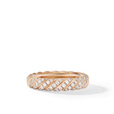 Sculpted Cable Band Ring in 18K Rose Gold with Diamonds, 4.6mm