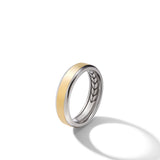 Beveled Band Ring in 18K White and Yellow Gold, 6mm