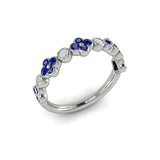 Vlora Sapphire Bloom Diamond Band in 18K White Gold