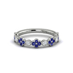Vlora Sapphire Bloom Diamond Band in 18K White Gold