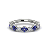 Vlora Sapphire Bloom Diamond Band in 18K White Gold