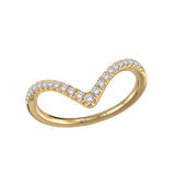 14K Yellow Gold Curved Diamond Wedding Band