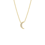 18K Yellow Gold Diamond Petite Moon Necklace