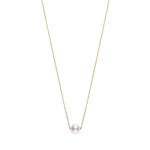 18k Yellow Gold Akoya Single Cultured Pearl 18" Necklace