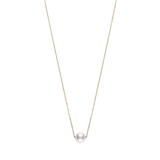 18k Yellow Gold Akoya Single Cultured Pearl 18" Necklace