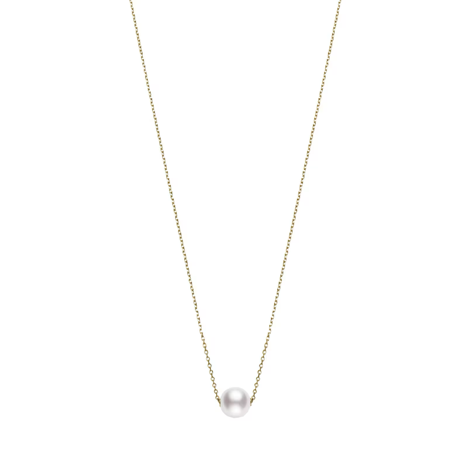 18k Yellow Gold Akoya Single Cultured Pearl 18" Necklace