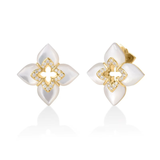 18K Yellow Gold Venetian Princess Diamond & Mother Of Pearl Stud Earrings