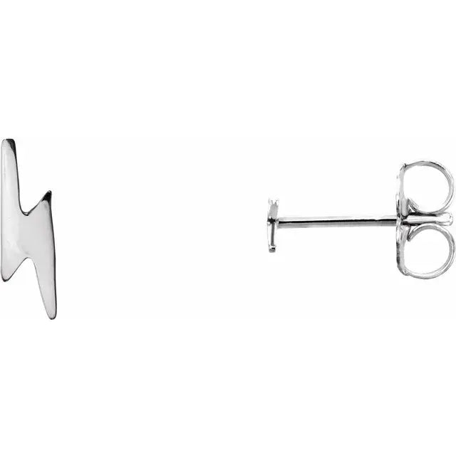 Sterling Silver Lightning Bolt Stud Earrings