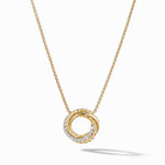Crossover Pendant Necklace in 18K Yellow Gold with Diamonds, 14.5mm