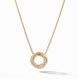 Crossover Pendant Necklace in 18K Yellow Gold with Diamonds, 14.5mm