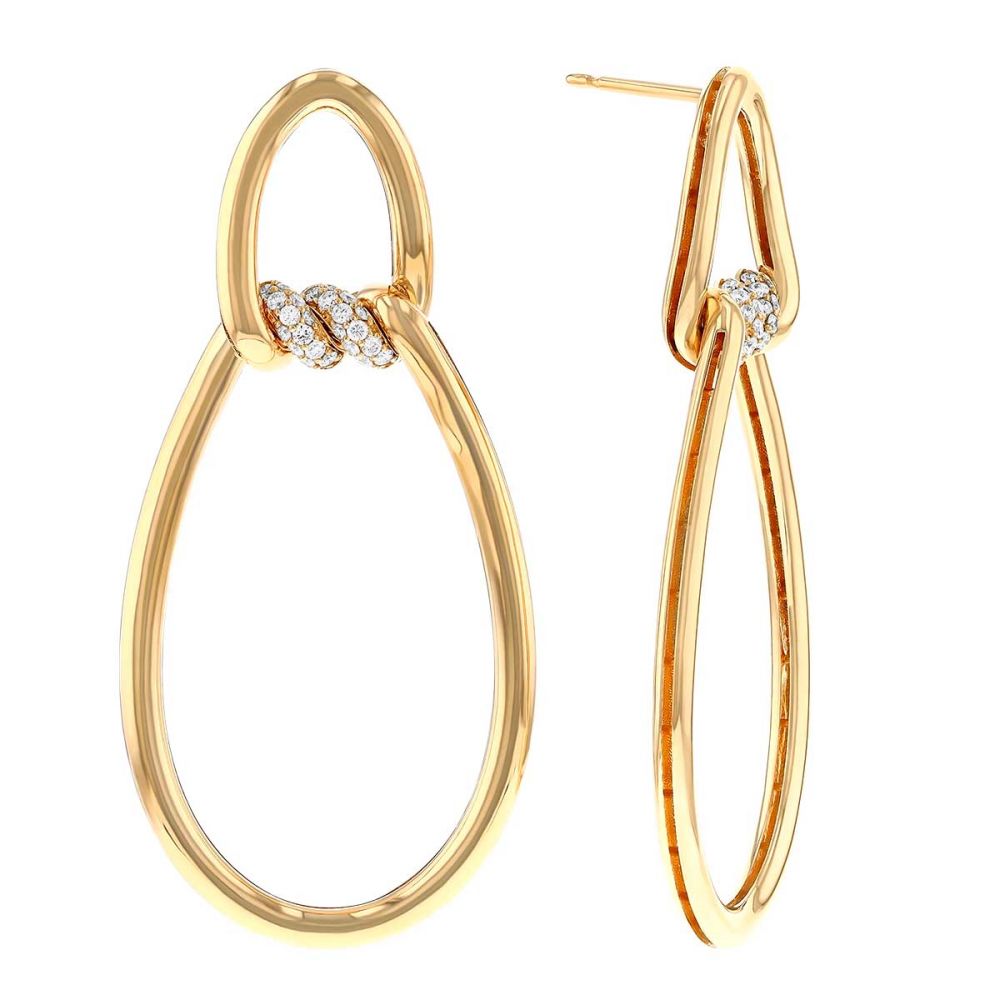 18K Yellow Gold Cialoma Yellow Gold Oblong Drop Earrings