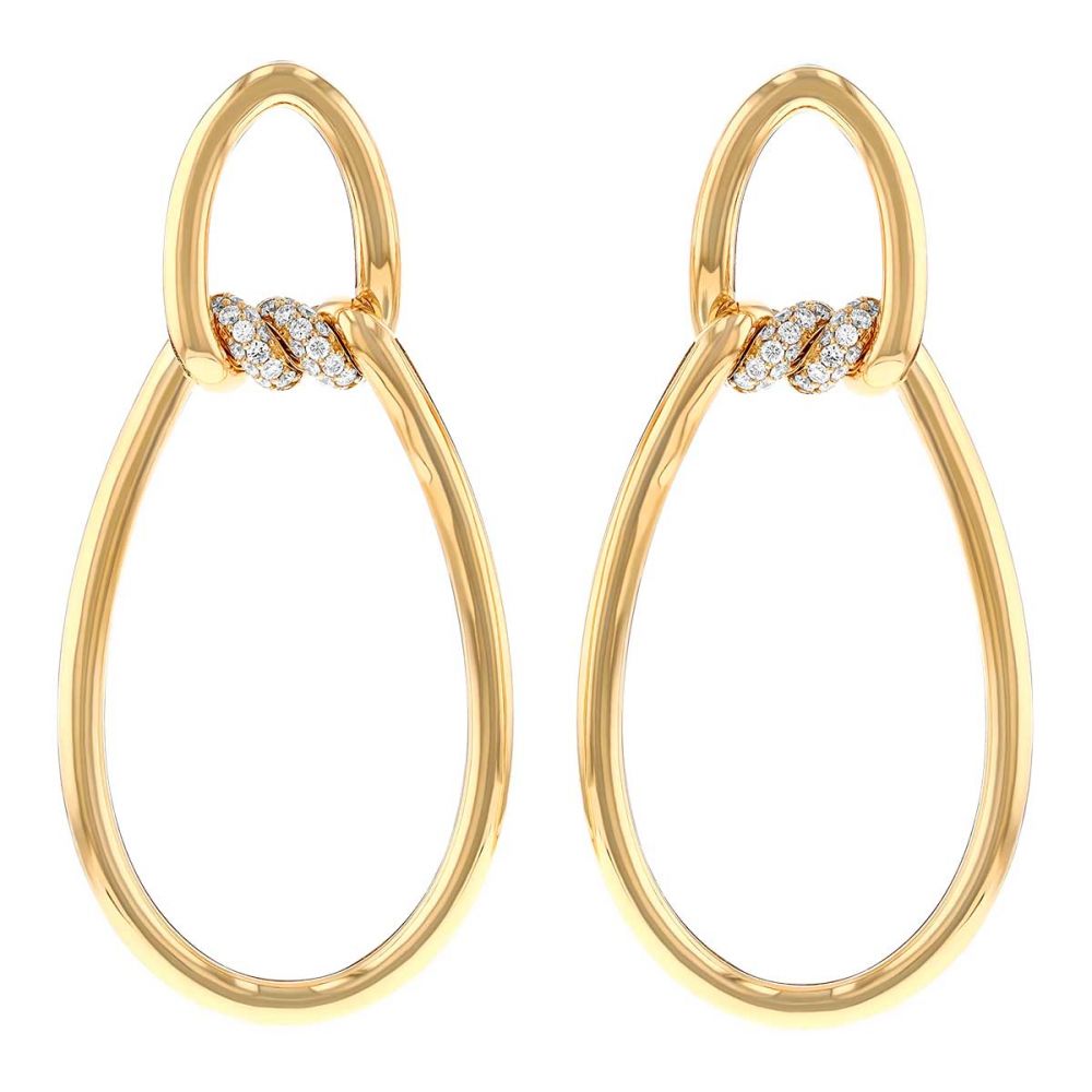 18K Yellow Gold Cialoma Yellow Gold Oblong Drop Earrings