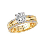 14K Yellow Gold Wide Band Semi-Mount Diamond Engagement Ring
