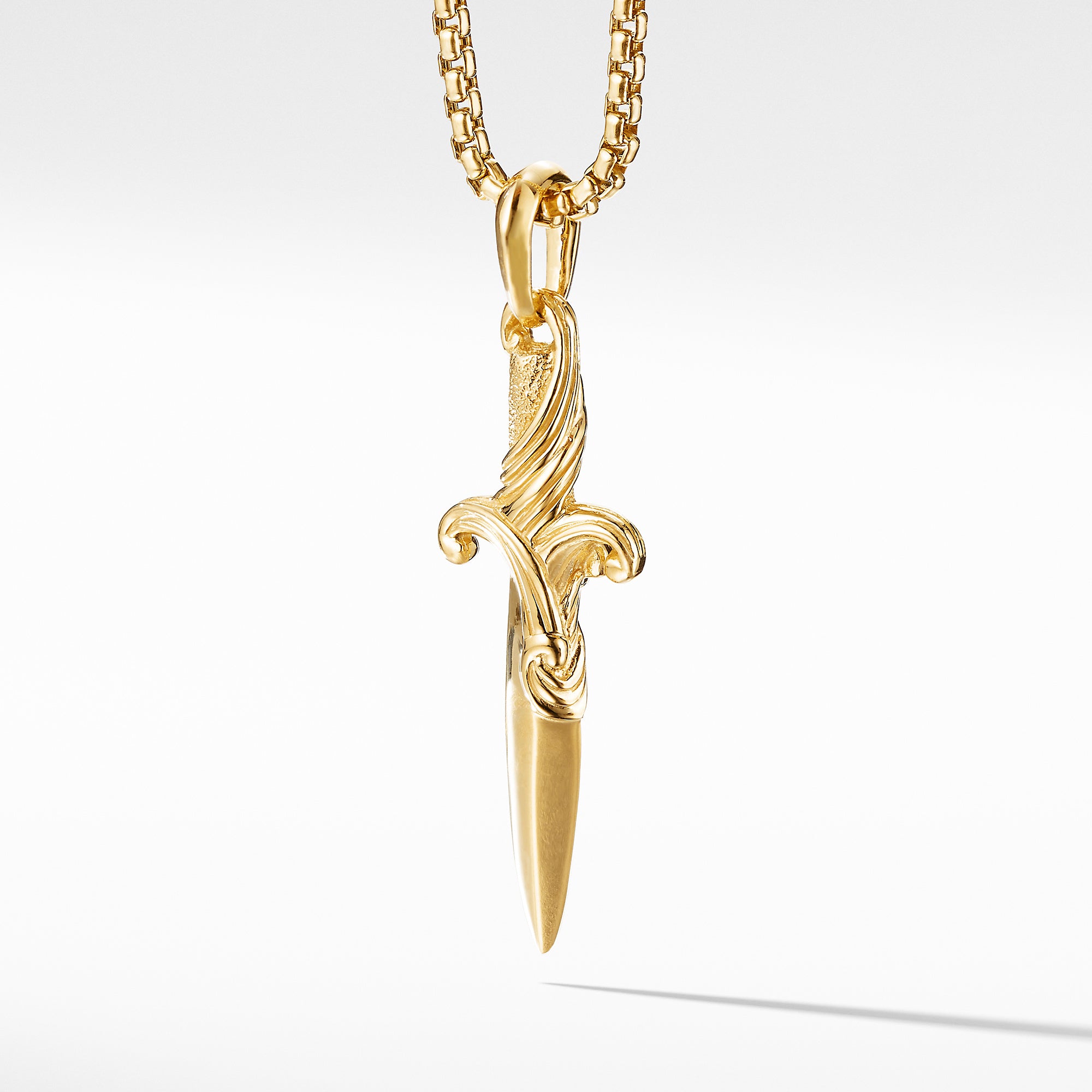 Waves Dagger Amulet in 18K Yellow Gold with Cognac Diamonds, 43.8mm