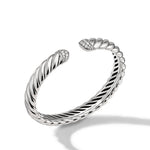 Sculpted Cable Cuff Bracelet in Sterling Silver with Diamonds, 10mm