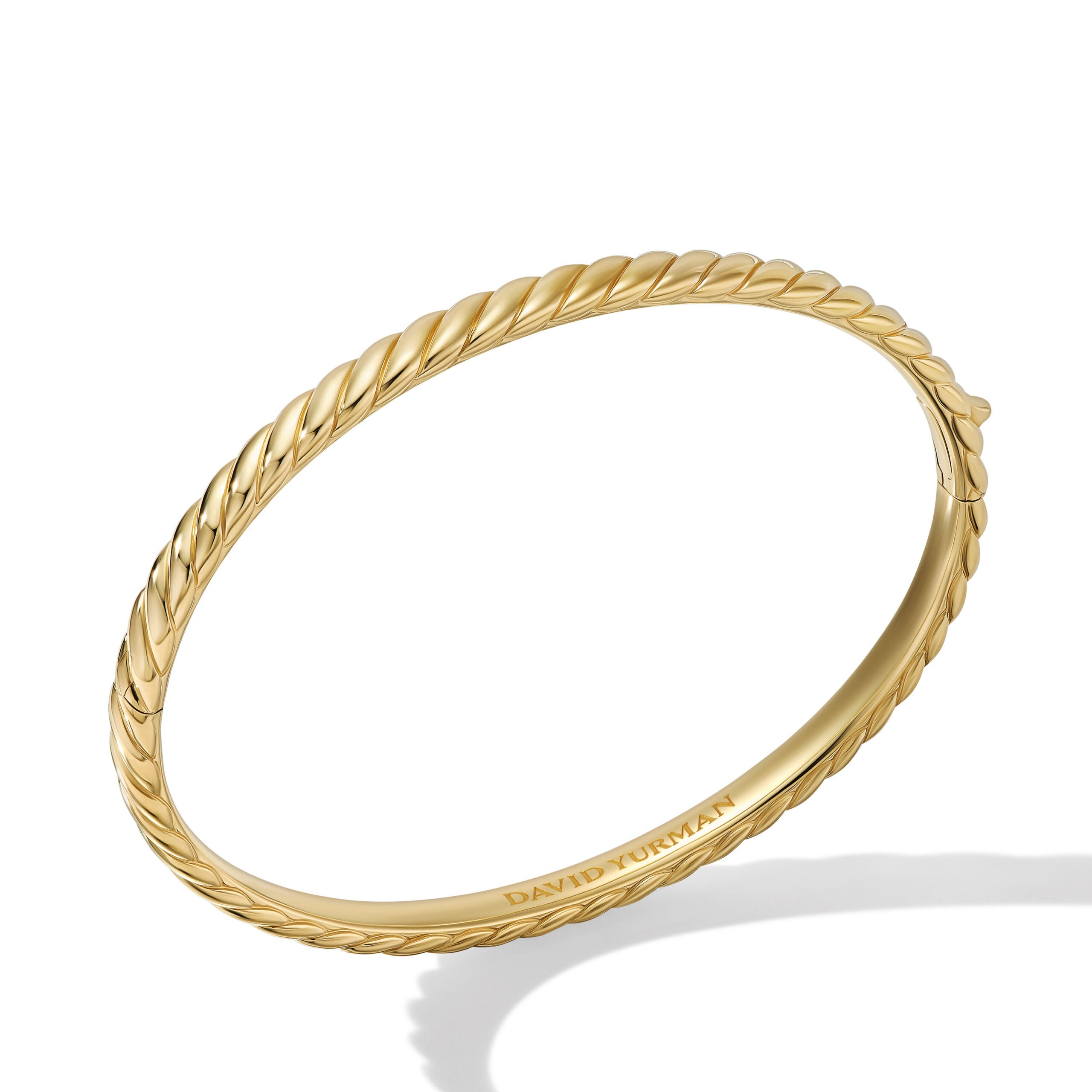 Sculpted Cable Bangle Bracelet in 18K Yellow Gold, 4.6mm