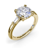18K Yellow Gold Tapered Baguette Diamond Semi-Mount Engagement Ring