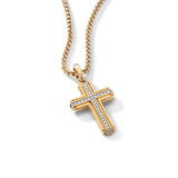 Deco Cross Pendant in 18K Yellow Gold with Diamonds, 34mm