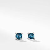 Chatelaine® Stud Earrings in Sterling Silver with Hampton Blue Topaz and Diamonds, 9mm
