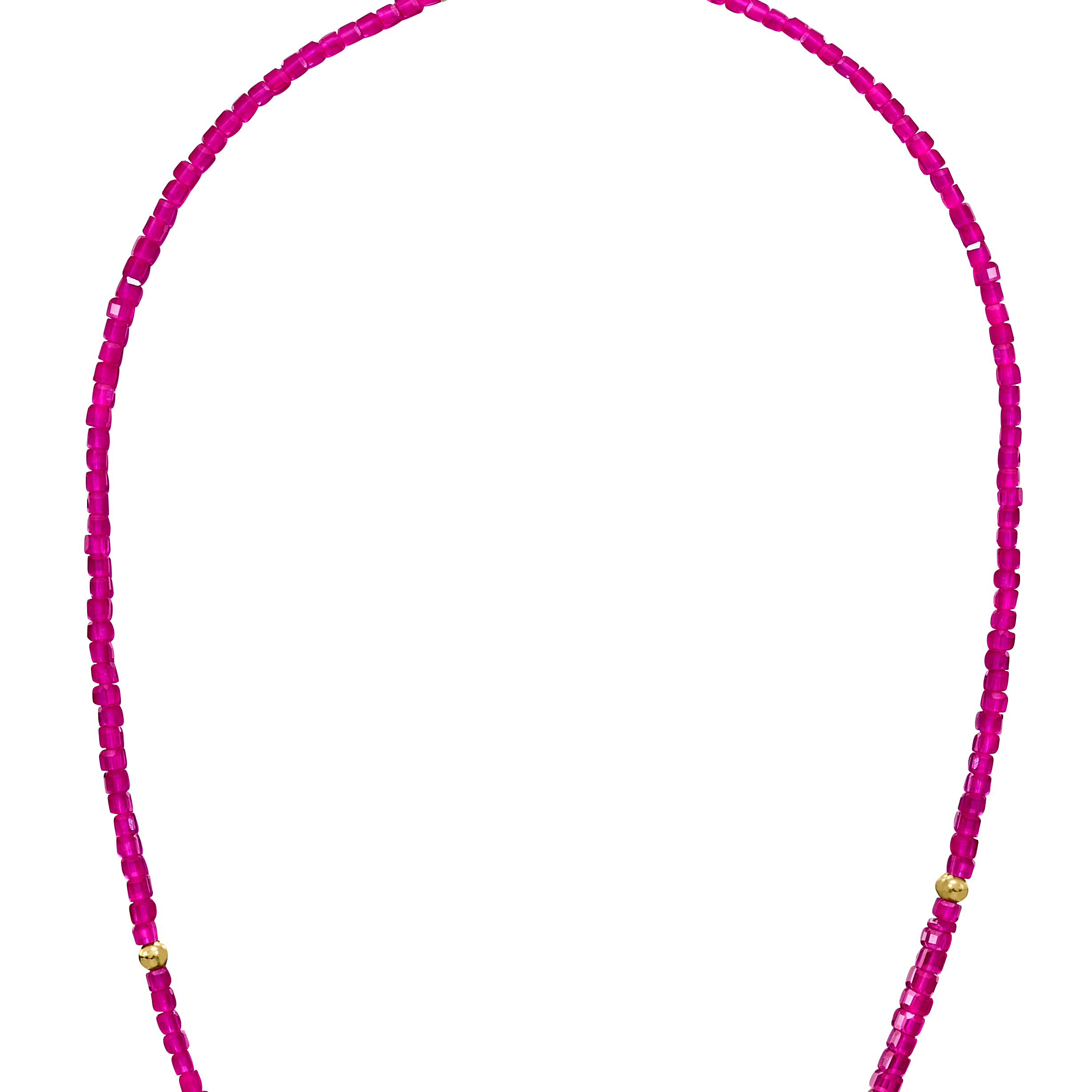 Pink Sapphire Beaded Necklace with Pearls