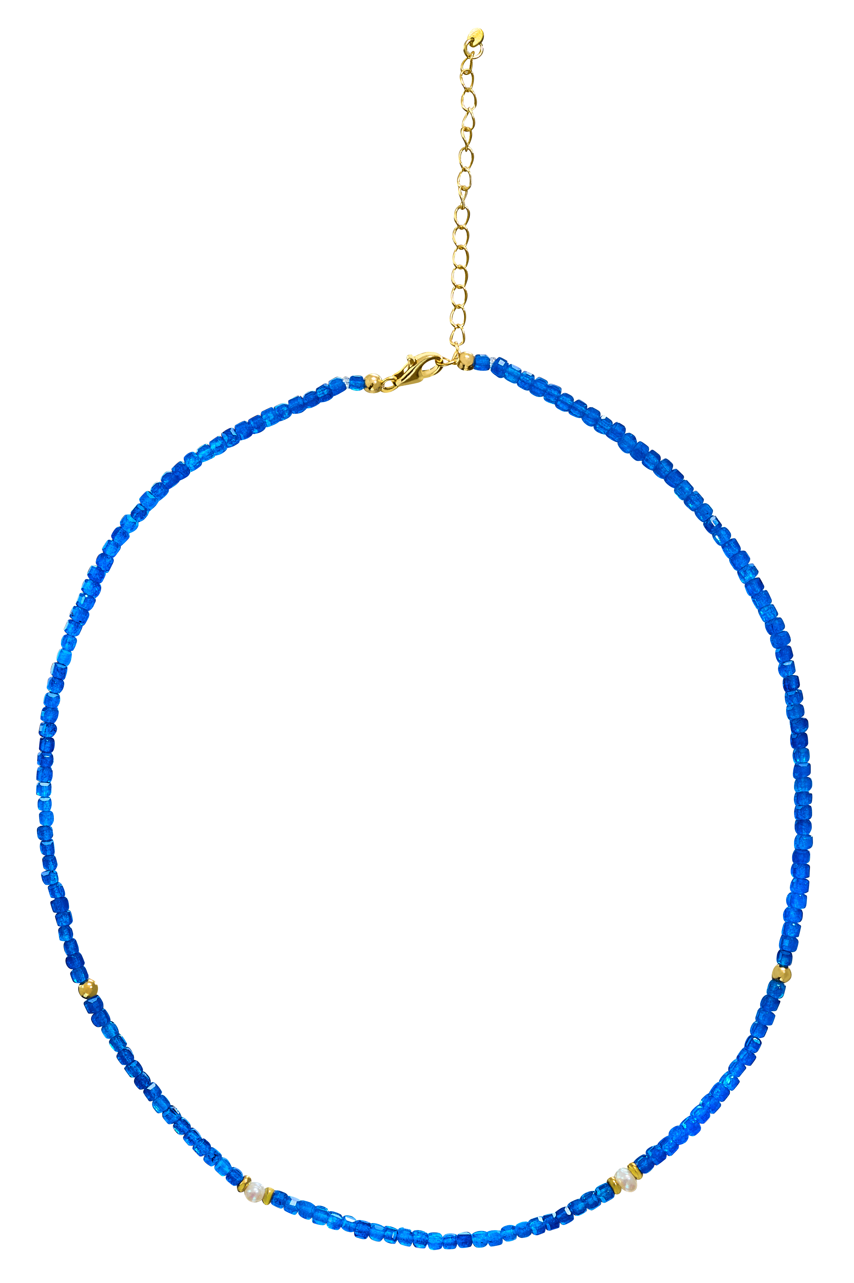 Blue Sapphire Beaded Necklace with Pearls