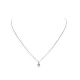 18K White Gold Akoya Pearl and Diamond Pendant Necklace