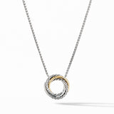 Crossover Pendant Necklace in Sterling Silver with 18K Yellow Gold, 14.5mm
