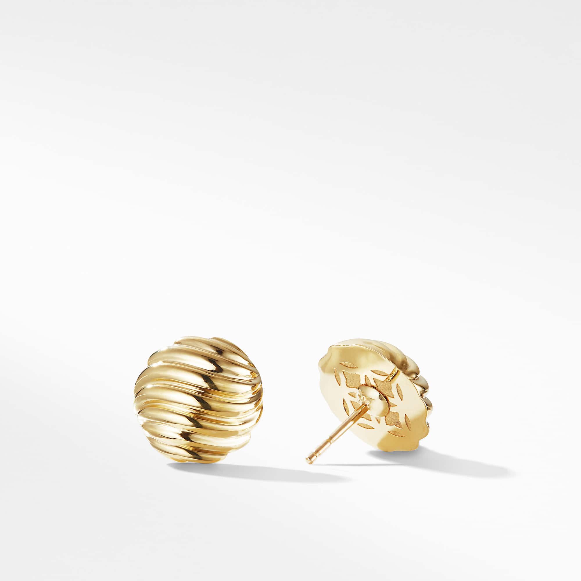 Sculpted Cable Stud Earrings in 18K Yellow Gold, 14mm