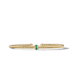 Classic Cablespira® Station Bracelet in 18K Yellow Gold with Pavé Emeralds, 3mm